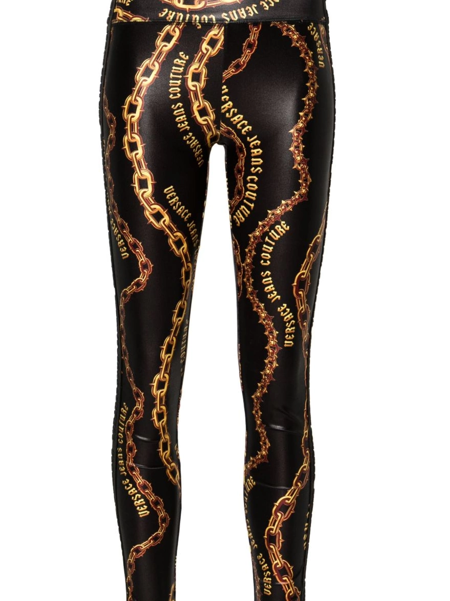 Affordable Women chain-print leggings Jeans Couture Versace 0324